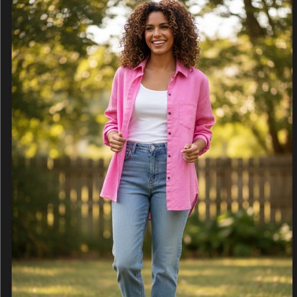 Athleta Tops - Athleta Vibrant Pink Collared Shirt